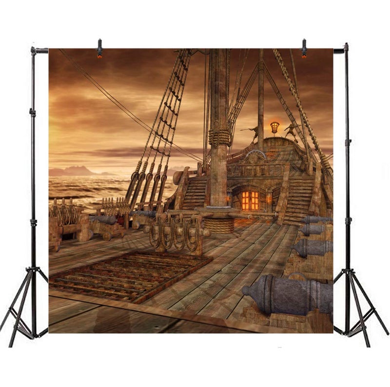 Yeele 10x10ft Vintage Sailboat Backdrop for Photography Nautical Battleship Old Wooden Deck Background Pirate Ship Kids Boy Adult Photo Booth Shoot Studio Props - Image 4
